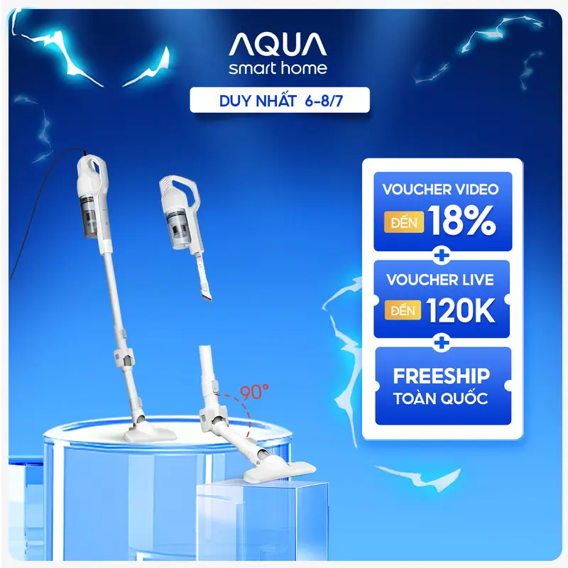 Máy hút bụi gập Aqua CCXL8R phiên bản đặc biệt đầu gập 90 độ, lực hút 15500Pa với 600W - Bảo hành 12 tháng Máy Hút Bụi Hút Bụi, máy hút bụi gia đình 0