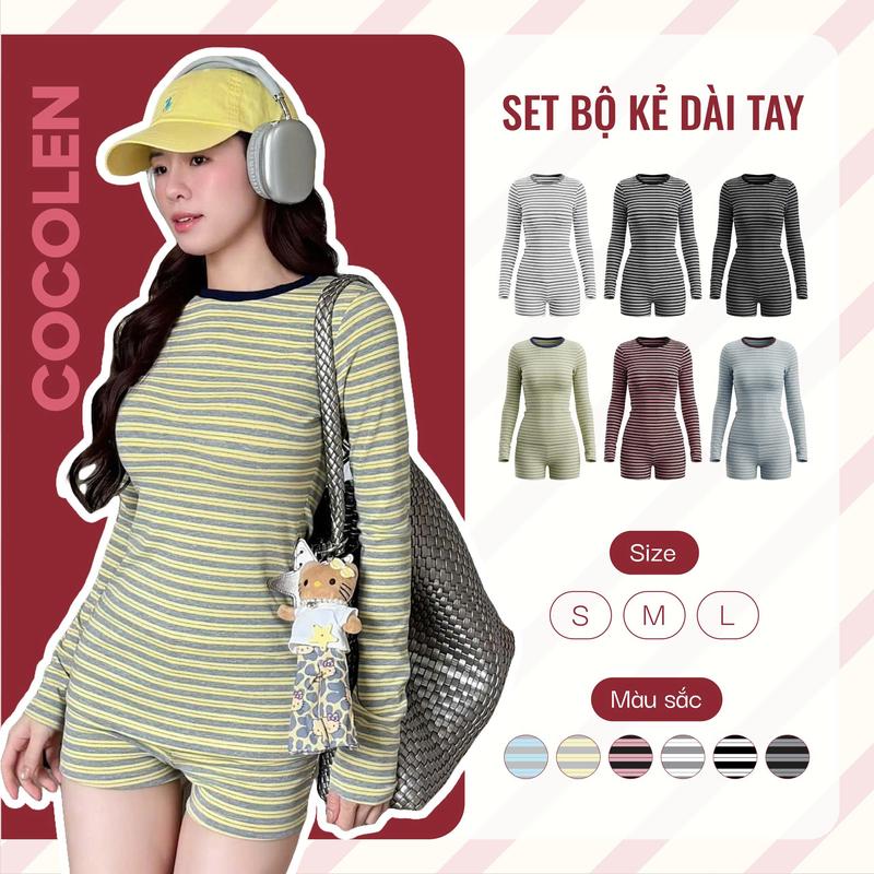 Set Bộ Dài Tay Nữ Cotton Rib Kẻ Đôi Co Giãn 4 Chiều, Set Đồ Nữ Thời Trang Thu Đông, Form Thoải Mái, Mặc Đi Chơi, Đi Thể Thao, Mặc Ở Nhà - S075