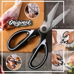 Gunting Besar Dapur Serbaguna Gunting Ikan Ayam Daging Stainless Steel Hitam Multifungsi
