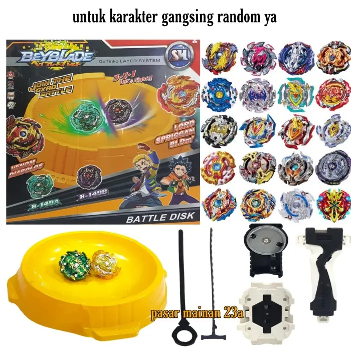 Miliki Gangsing Beyblade Burst Set Launcher Arena 2In1Beylade Murah Gasing 0
