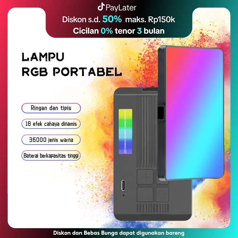 TNW D24 RGB Lampu LED Video Lampu Studio Led Lighting Portable Mini Lampu Fotografi RGB Led Video Light Untuk Camera Handphone