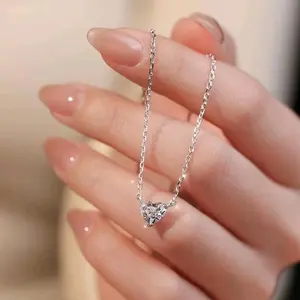 Kalung Titanium Wanita Rantai Nuri Liontin Love Permata Fashion Aksesories Kalung Viral Kekinian Anti Karat Perhiasan