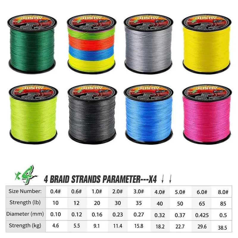 Dây PE, JOSBY, 4 Sợi, 100M, 300M, Bện Nhiều Màu, Dây 100% PE, Thích Hợp Cho Nước Biển, Nước Ngọt, Cá Chép, Cá Tra, Cá Vược, Dệt Giá Rẻ, Để Câu Cá, Pesca 3