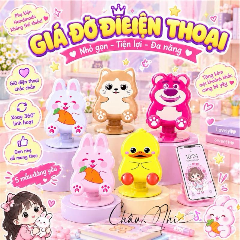 Châu Nhi - Giá Đỡ Điện Thoại Hình Kute Có Thể Điều Chỉnh Độ Cao, Thiết Kế Đáng Yêu, Chất Liệu Bền Đẹp, Phù Hợp Với Tất Cả Các Điện Thoại