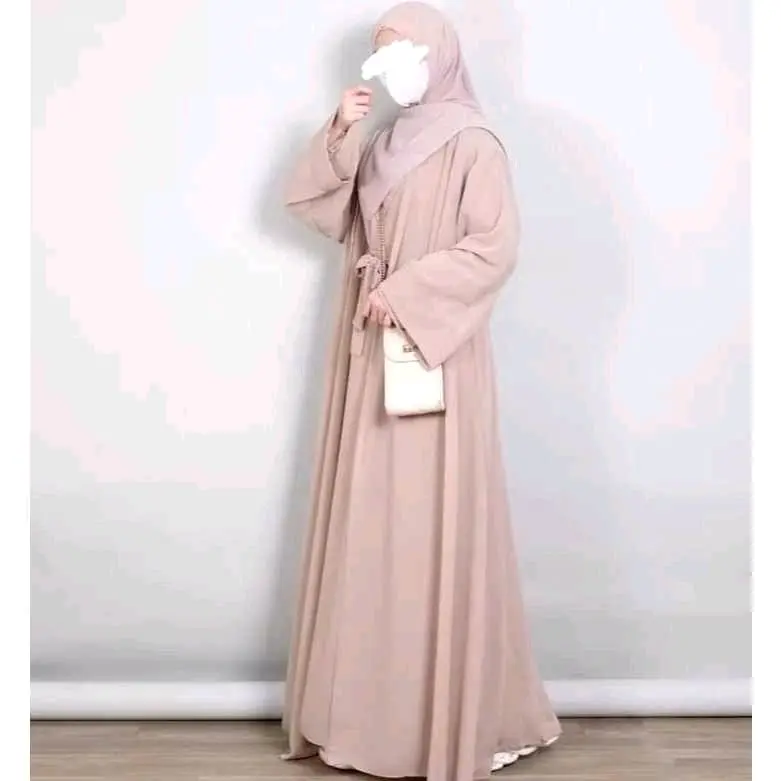 Set Gamis Salwa Abaya 2in1 Gamis Dan Outer Bahan Ceruty Babydoll Gamis Muslimah Terbaru Kekinian By You Glow Fashion 5