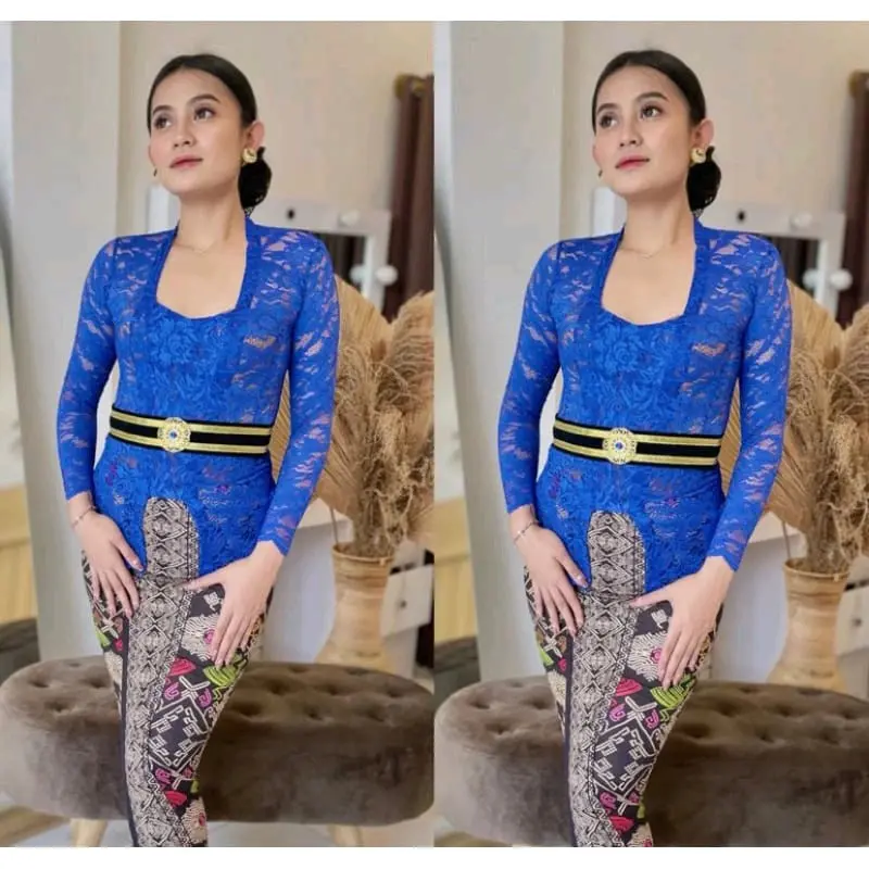 baju kebaya brokat jadi Stretch / kebaya Bali brokat modern wisuda (hanya kebaya) kebaya brokat kutubaru bali Pesta Kondangan baju tradisional Atasan Wanita 1