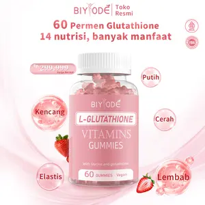 BIYODE | Halal | FDA | Plus Glutathione | 24H BIYODE Glutathione Gummies, Beauty Glutathione, Brightening Glutathione, Biotin | Vitamin C, D, E, B2, B6, B12, Zinc, Whitening (60 kapsul per botol)