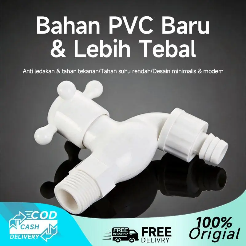 [COD] Kran Air Tembok Plastik 1/2" 3/4" Inch PVC Putih HPP