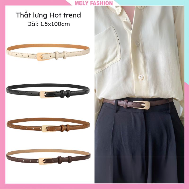 Thắt lưng nữ bản nhỏ Mely Fashion da PU cao cấp dây nịt dây đai nữ khóa kim loại phong cách mới hiện đại TL15