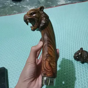 gagang golok ukir macan pjng 17cm