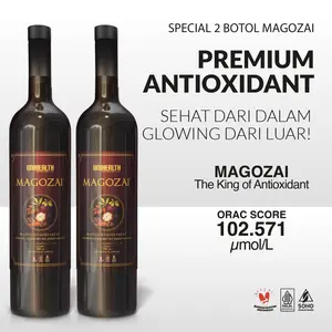 Promo Bundling Premium Antioxidant (non Astaxanthin) - Superfruit dengan kandungan ekstrak buah manggis, goji berry & açai berry Score ORAC 102.571 mikromole/liter - Magozai - 2 botol @750 ml