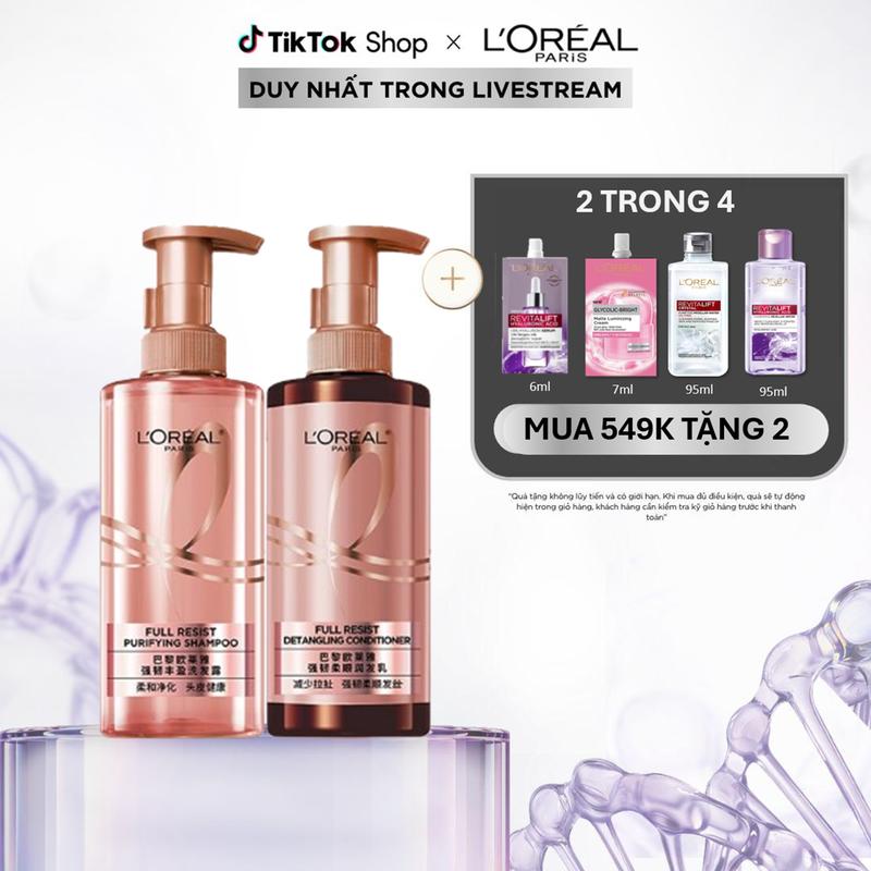 Bộ đôi dầu gội xả ngăn ngừa & giảm gãy rụng tóc, giúp tóc chắc khỏe hơn L’oreal Paris Elseve Full Resist 440ml