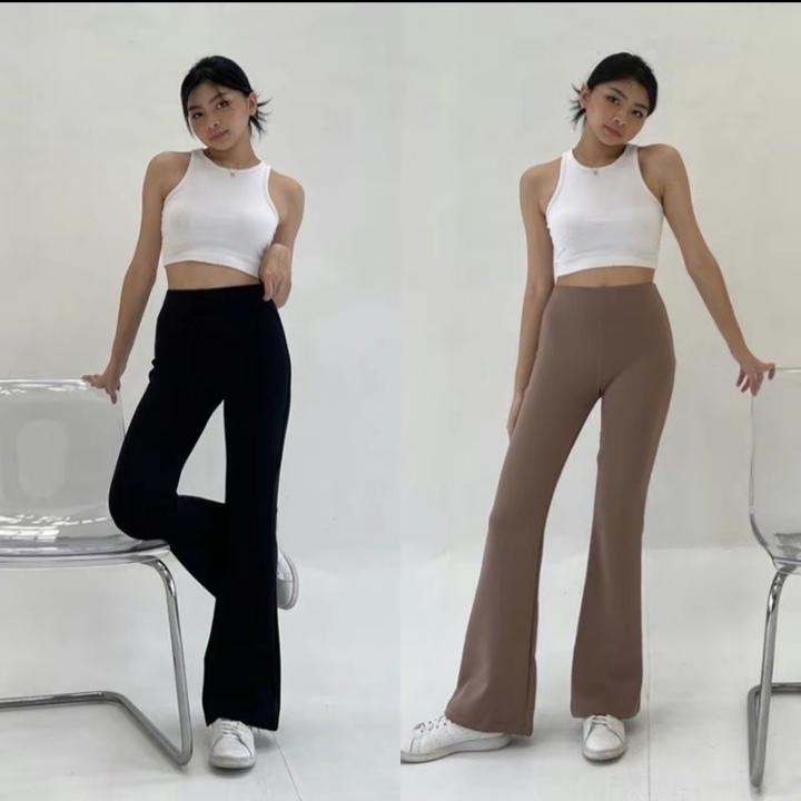 [ Flare Pants ] Highwaist Pants - Celana Kulot Semi Cutbray Wanita Highwaist Flare Bawahan Panjang 3