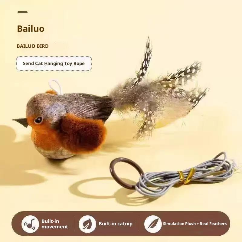 Realistic Talking Bird Cat Toy with Catnip and Feathers, Automatic Movement for Cats to Play and Self-Entertainment
