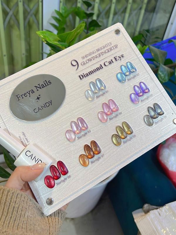  Set mắt mèo FREYA NAILS chính hãng - Set mắt mèo KIM CƯƠNG ÁNH SAO 9 màu siêu sáng   tặng bảng màu + combo 2 thanh hút     Nail Giá Tốt   