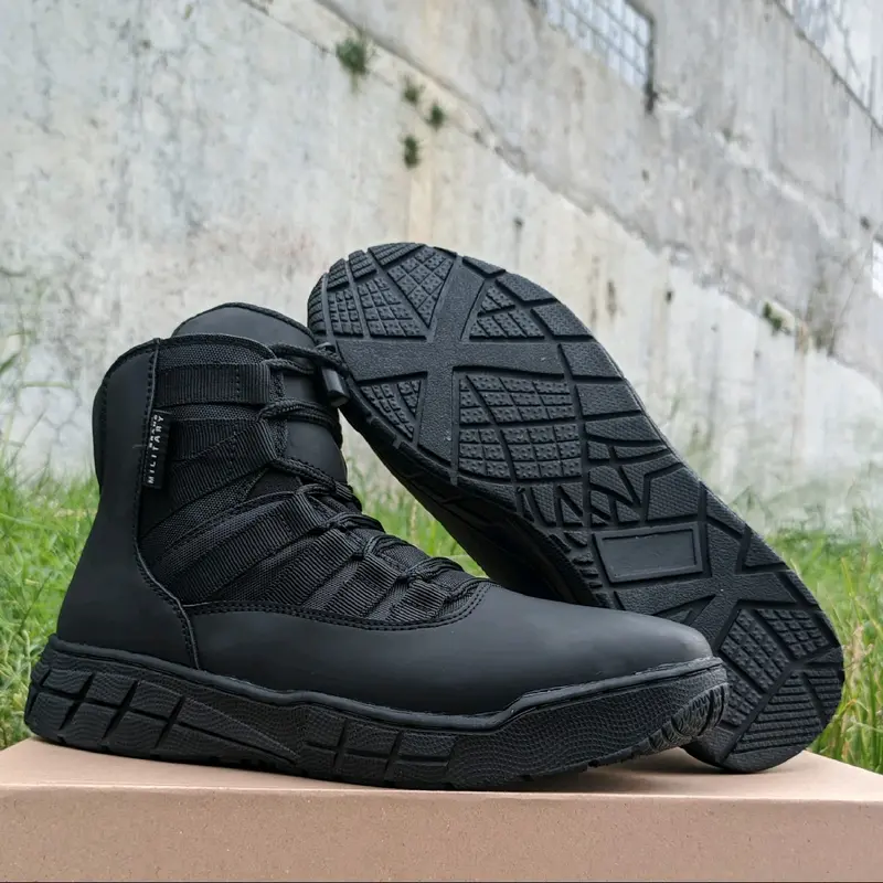 sepatu pdl pdh ninja webing terbaru ankle boots modern formal Hitam Karet Shoes Pria 0