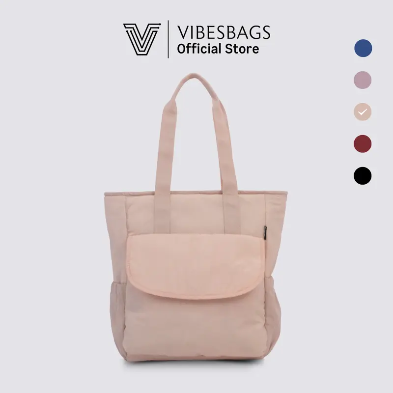 Vibesbags Totepack Vallan Kain Nylon Premium Tote Bag Wanita 16 Inch dengan Resleting 2