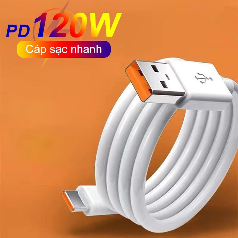  Cáp sạc dữ liệu nhanh 120W cho Xiaomi Redmi vivo oppo USB-Type C 6A Cáp sạc màu trắng 1m 2m - Phụ kiện điện thoại di động 