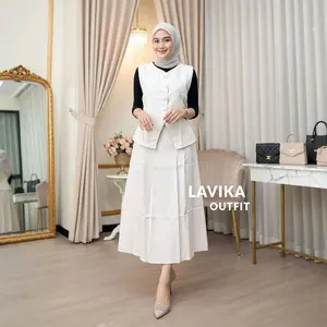 Vest Rompi Wanita Formal / Setelan vest Dan Rok Midi Korean Style Bahan Semiwol Premium