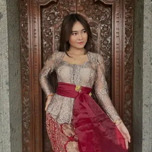 Santari Bali Kebaya Metallic Glossy Sparkle Olive Grey