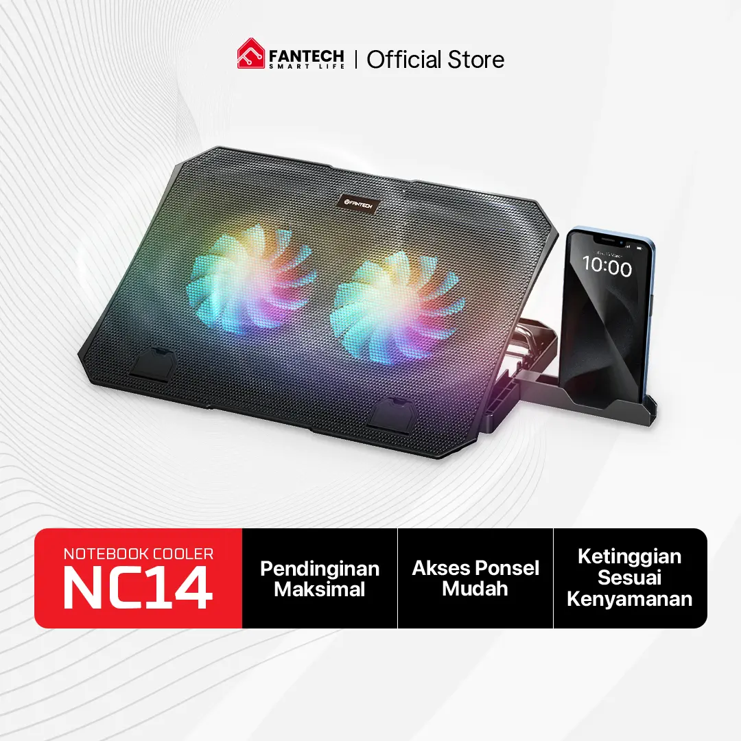 Fantech Cooling Pad RGB Notebook Cooler NC14 Kipas Pendingin Laptop Cooler