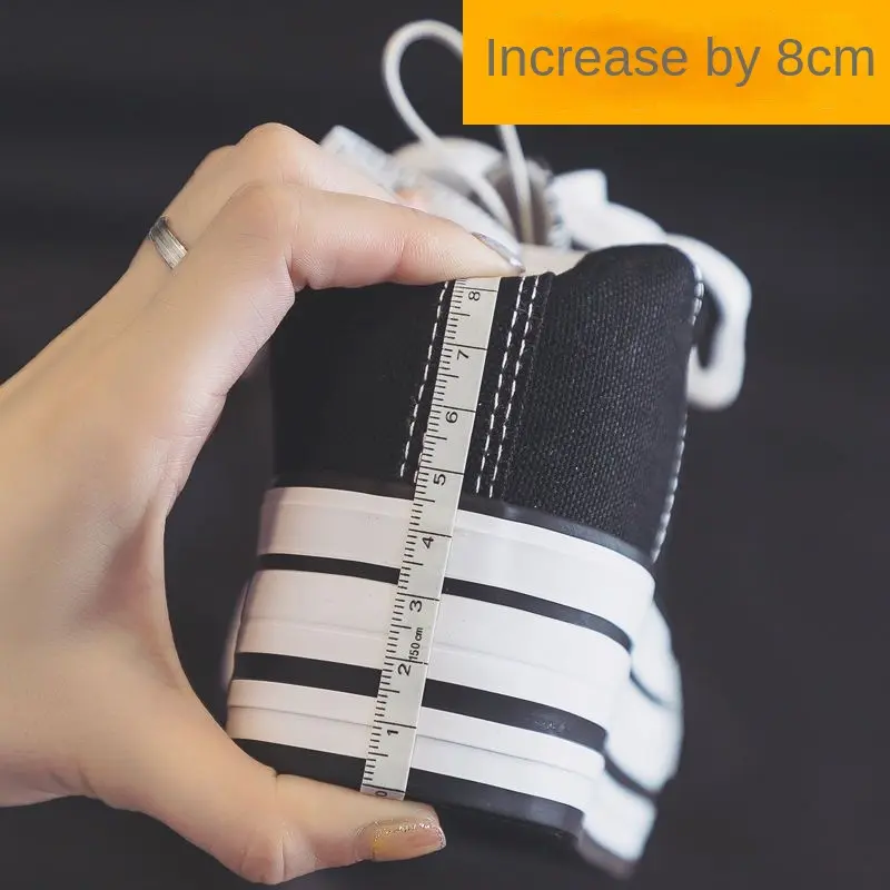 Small Versatile Platform Muffin Canvas Shoes Women's New Height Increasing Insole Black Cloth Shoes Casual Sneakers