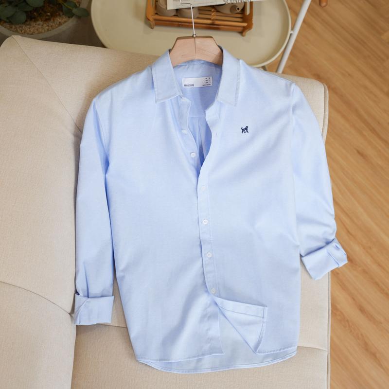 MANDINNI Áo sơ mi Cotton Oxford form rộng kiểu Hàn cao cấp trẻ trung chuẩn form chất liệu mềm mại thoải mái phù hợp nhiều dịp