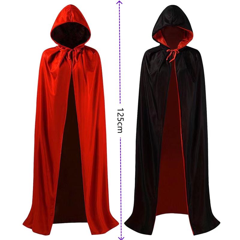 Product Introduction of Kostum Jubah Halloween Jubah Bolak Balik Jubah Hitam Merah plus tudung kepala Jubah Hoodie 0