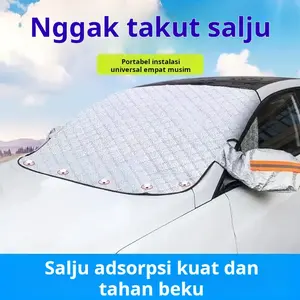 Pelindung Salju Mobil Anti-Huru-hara Musim Panas & Dingin dengan Lapisan Kapas, Embun beku dan pembekuan, untuk kaca depan pelindung salju dan sinar matahari, Penutup jendela dengan lapisan kapas, Kaca depan diperbesar dan dipertebal