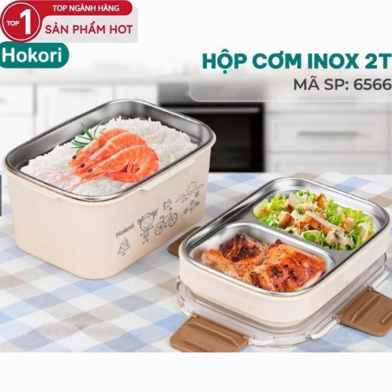 hộp cơm inox giữ nhiệt 2 tầng Hokori(MS: 6566) bền đẹp rẻ giữ nhiệt lâu- Nhựa Việt Nhật