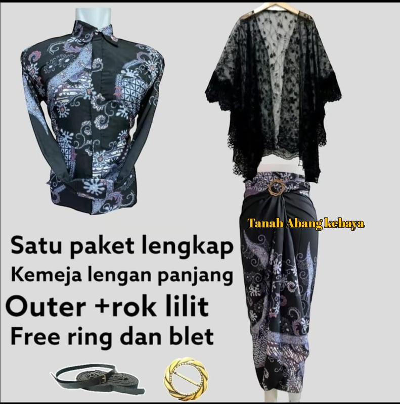 Couplean Lengkap (Kemeja Lengan Panjang+Outer Dan Rok Lilit Batik) Kekinian untuk Acara FORMAL I Kondangan I Wisudah Dan Free Ring 6