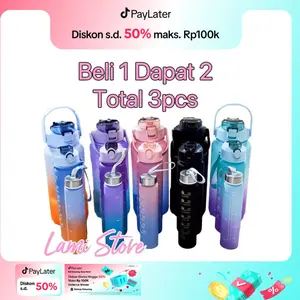 Botol Minum 2 Liter + 1000ml + 500ml Botol Minum Viral 1 set Plastik Sedotan Bottles Kitchenware Water