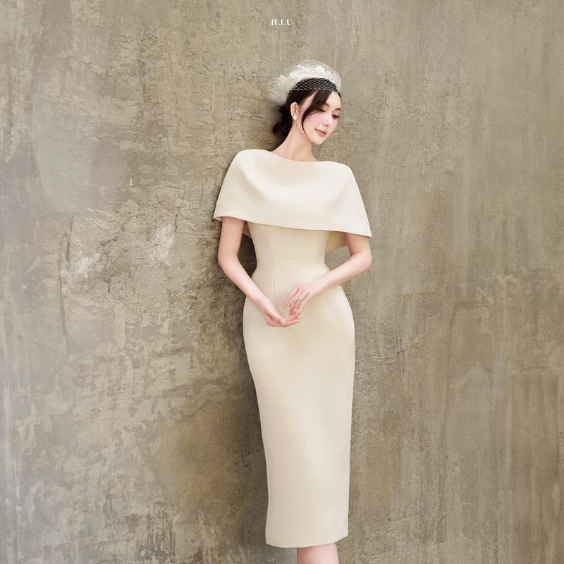 Nara Dress | Váy tiệc nữ thiết kế Text hàn cao cấp H.I.U Fashion đầm dáng dài midi sang trọng thanh lịch HIU design