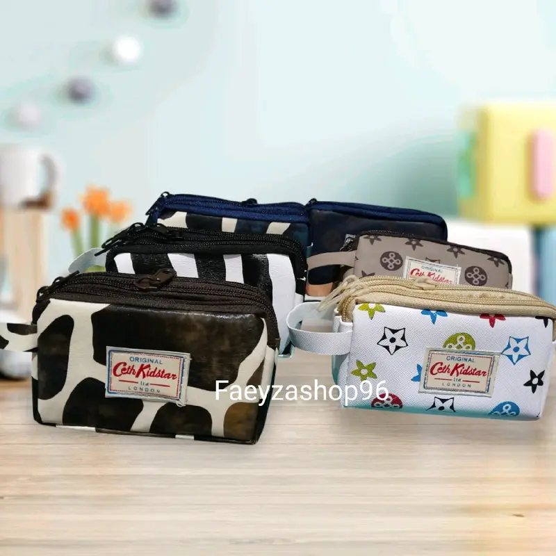 Dompet Wanita Pouch 3 Ruang Resleting Multifungsi Kartu-Uang dengan 3 Ruang Resleting 1