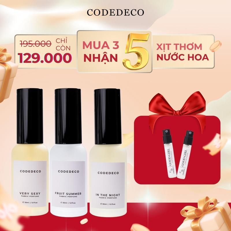 Combo Deal Sốc 03 chai xịt thơm hương nước hoa CODEDECO 30ml, 3 tầng hương, lưu hương đến 6h mùi siêu hot Cosmetic Perfume