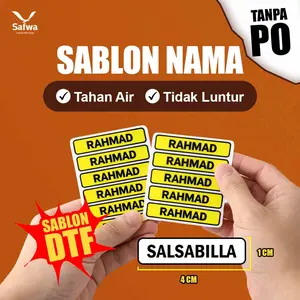 Safwa - Sablon DTF Custom Nama Baju Setrika 10pcs 30pcs 50pcs - Sticker Baju Haji Umroh Seragam Sekolah Anti Luntur