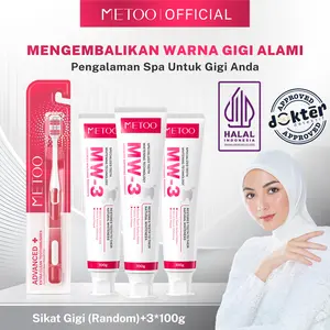 [PROMO FREE SIKAT GIGI] METOO MW3 *3 BPOM-Gigi Cerah/ Gusi Sehat/ Nafas Segar/ Bebas Karang Gigi/ Membersihkan Noda Gigi/ Pasta Gigi Probiotik METOO MW3 Advance whitening Toothpaste