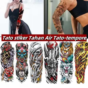 [COD]Stiker tato warna yang modis/Full Arm Tattoo temporer temporary tato/ Stiker Tato Temporer Tubuh Penuh Lengan Besar Uniseks Tahan Air