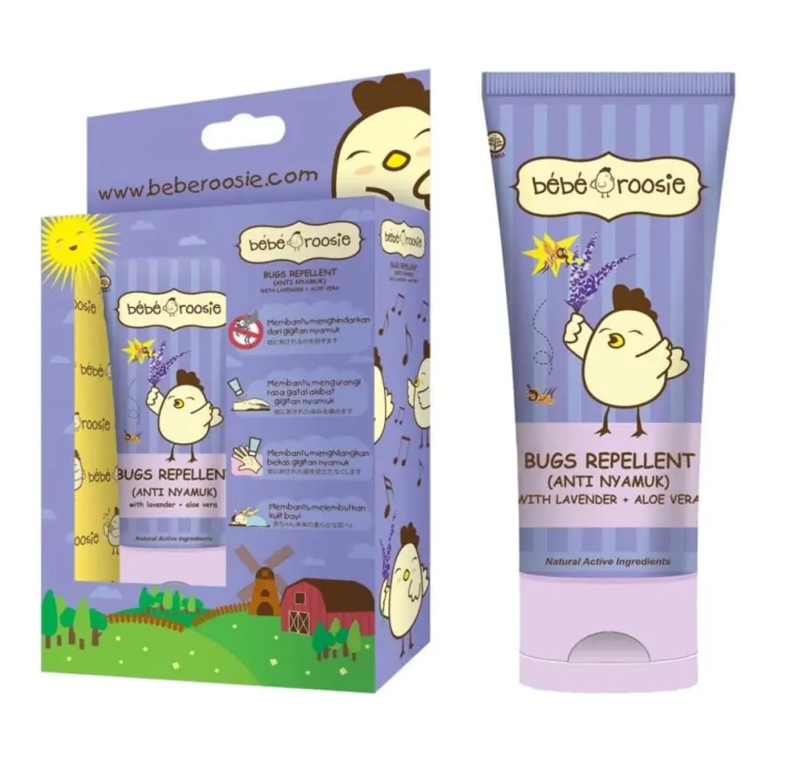 Bebe Roosie Bugs Repellent Cream 60ml Krim Anak Anti Nyamuk bayi menghangatkan Kulit Lavender
