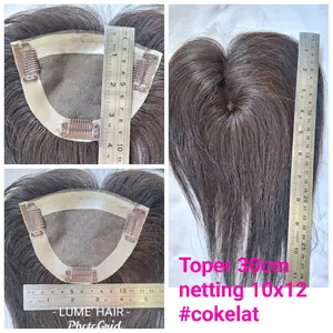 Toper Wig Rambut toupe penutup botak uban rambut tipis Lume Hair warna cokelat dan hitam