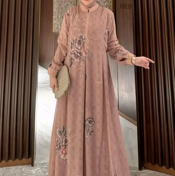 dress mawar print  by kareema. moslemwear