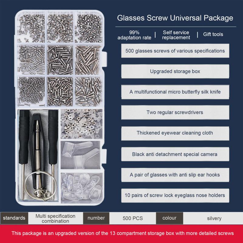 Product Introduction of Eyeglasses Sunglasses Repair Kit Tool Glasses Screwdriver Screws Sets Nuts Nose Pad Optical Parts Assorted 30