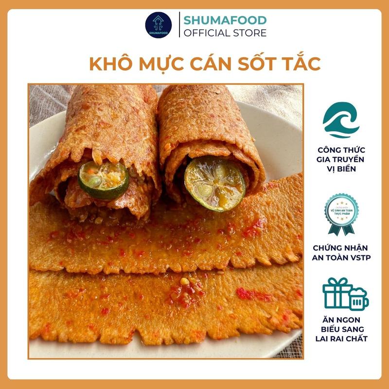 Khô mực cán sốt tắc chua ngọt 200g - ShumaFood - đặc sản - snack ăn vặt