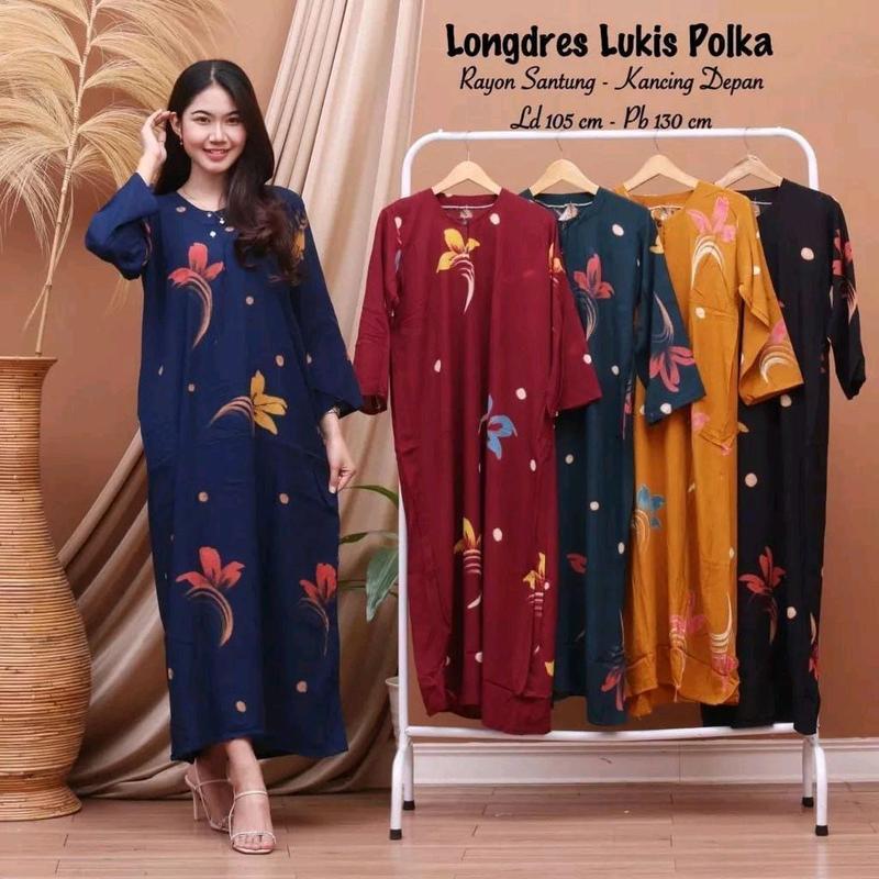 PROMO 100rb dapat 3pcs daster lengan panjang berbagai motif bahan rayon kancing depan busui friendly 4
