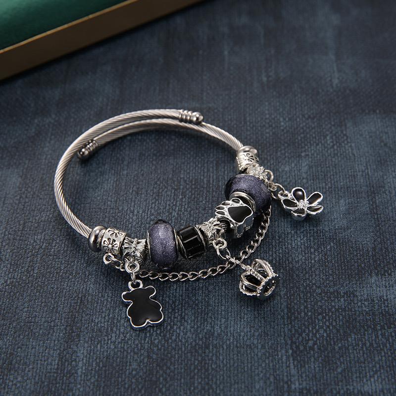 COD Gelang Titanium Kalung Titanium Wanita Mahkota Berkualitas Tinggi Beruang Bunga dengan Ukuran yang Dapat Disesuaikan Bracelets 2