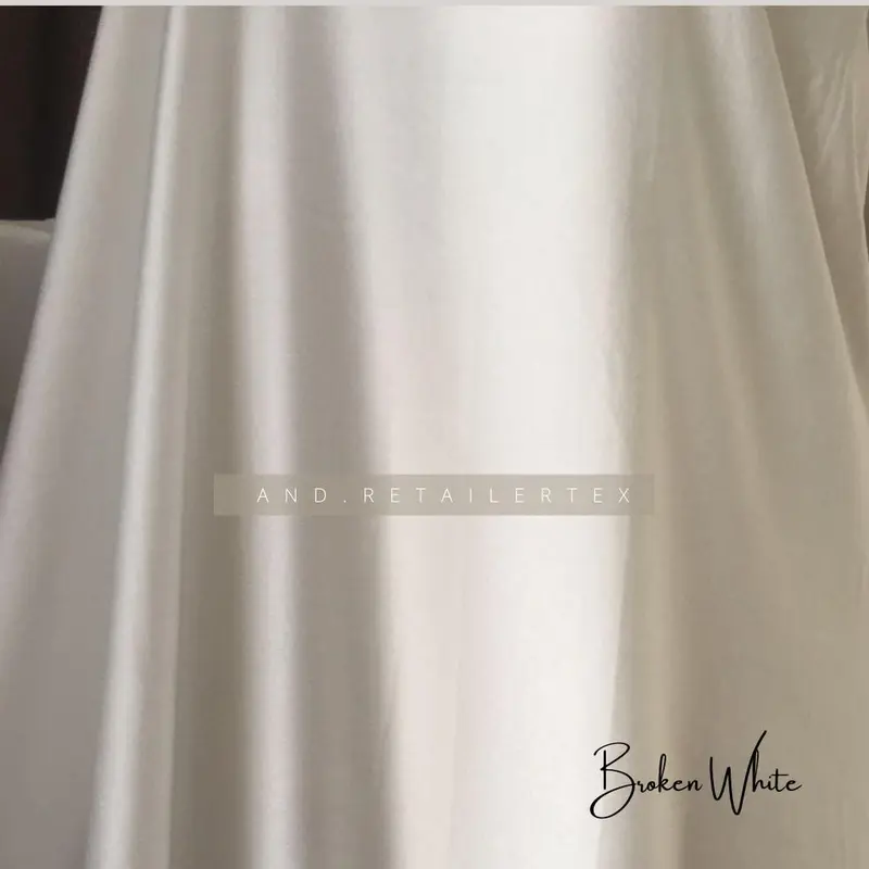 harga setengah meter Kain Satin MXMara Original Pure Silk 100% Warna Putih Tulang Broken White 5