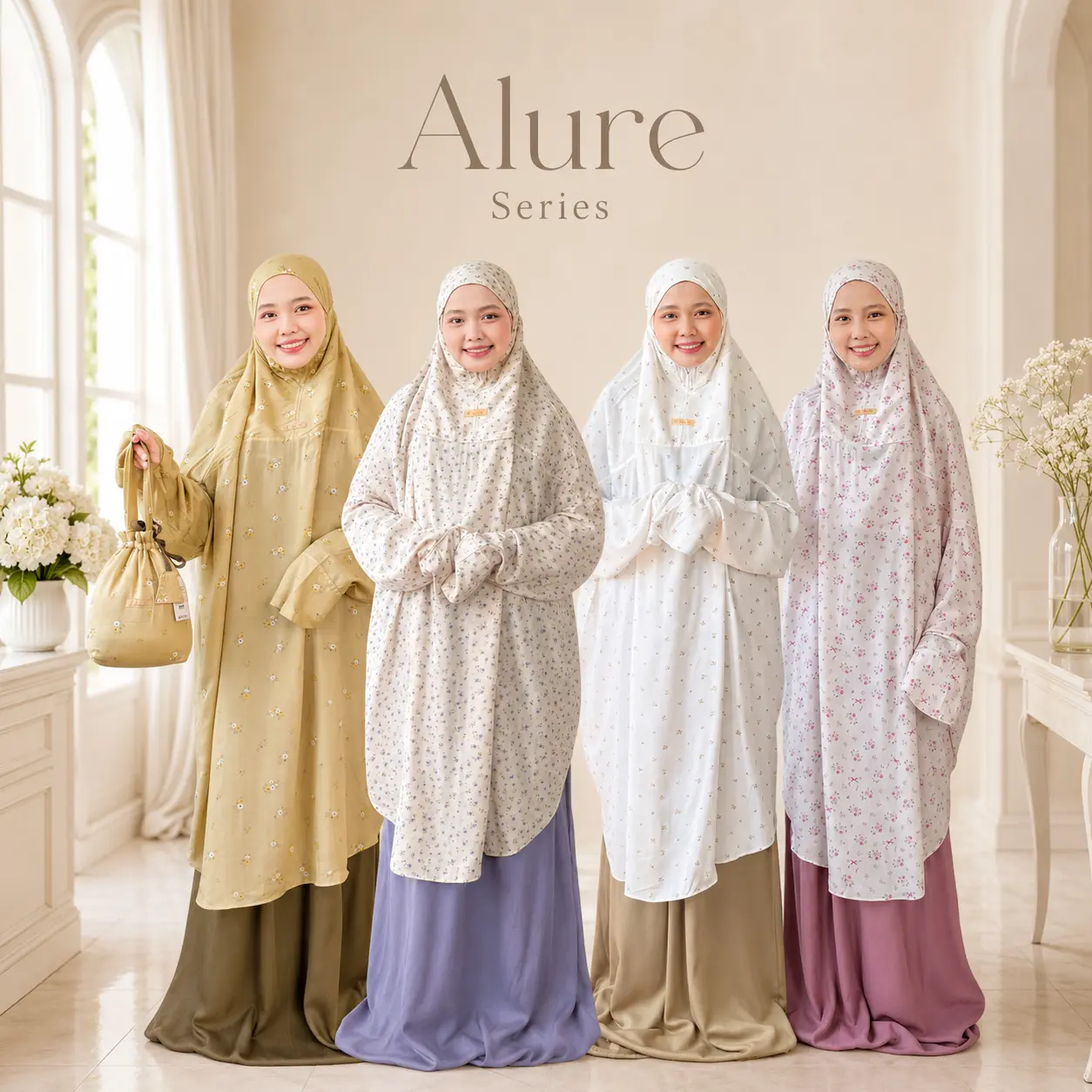 Mukena Muslim Setelan Dewasa Berlengan Alure Series by Bilza.id - Bahan Rayon Viscose Adem Lembut Bisa COD