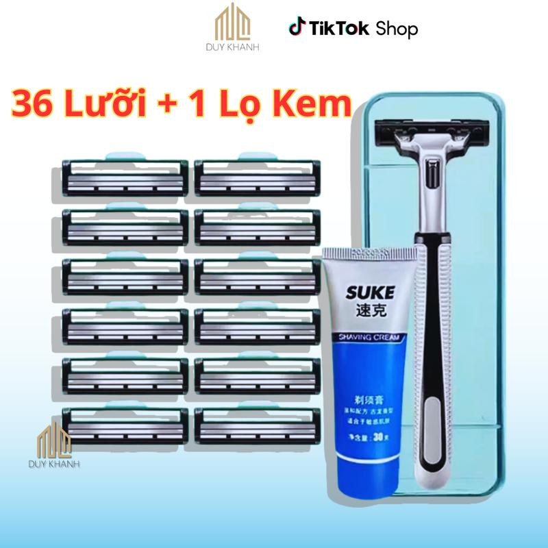 Set Dao Cạo Râu 36 Lưỡi Kép Kèm Bàn Cạo Tặng Kèm 1 Tuýp Kem Cạo Râu DK68 Chăm Sóc Râu Hiệu Quả 
