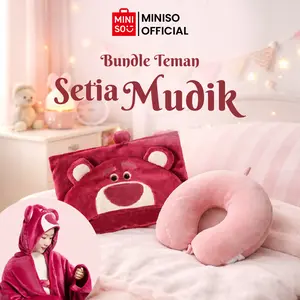[BUNDLE] MINISO Bundle Toy Story Collection Blanket with Hat Lotso + Classic Dual Color Neck Pillow Pink Dengan Topi Lotso Blanket with Hat Toy Story Collection Kain Lembut Penyerapan Air Cepat 100*80cm