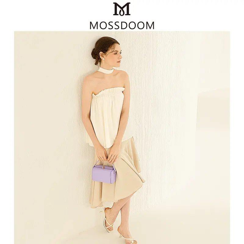 MOSSDOOM Tas Wanita Bexley Bag Tas Kotak Elegan Tas Selempang Desain Kunci Warna Solid 2